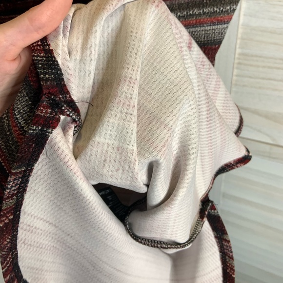 Papaya Burgundy Gray Striped Print Off Shoulder Bodycon Mini Dress L - Picture 9 of 11